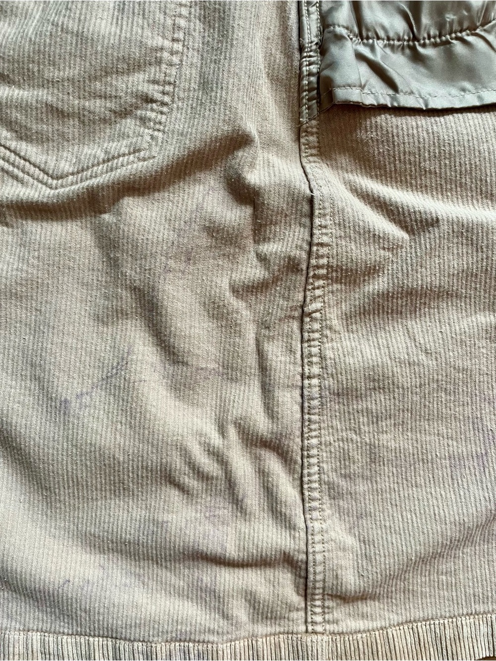 Brooks Brothers Tan Corduroy Mini Skirt Size 14 Red Fleece Button - Picture 5 of 8
